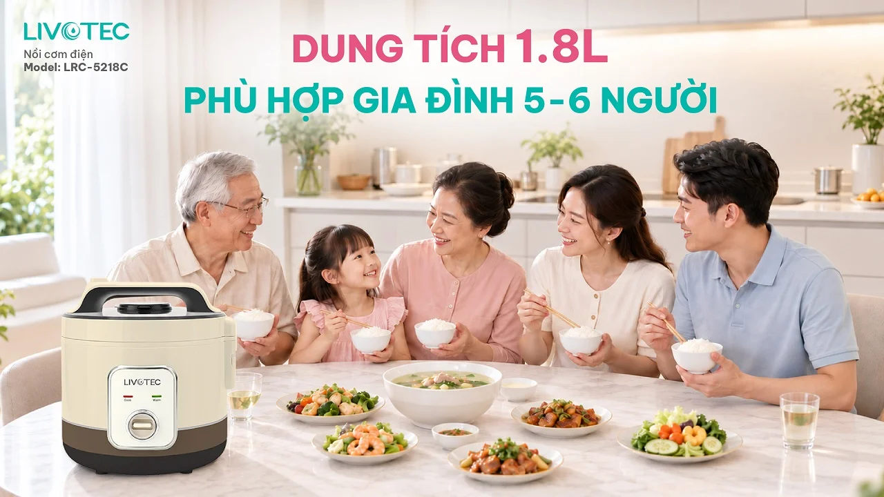 Nồi cơm điện Livotec LRC-5218C dung tích 1.8 lít