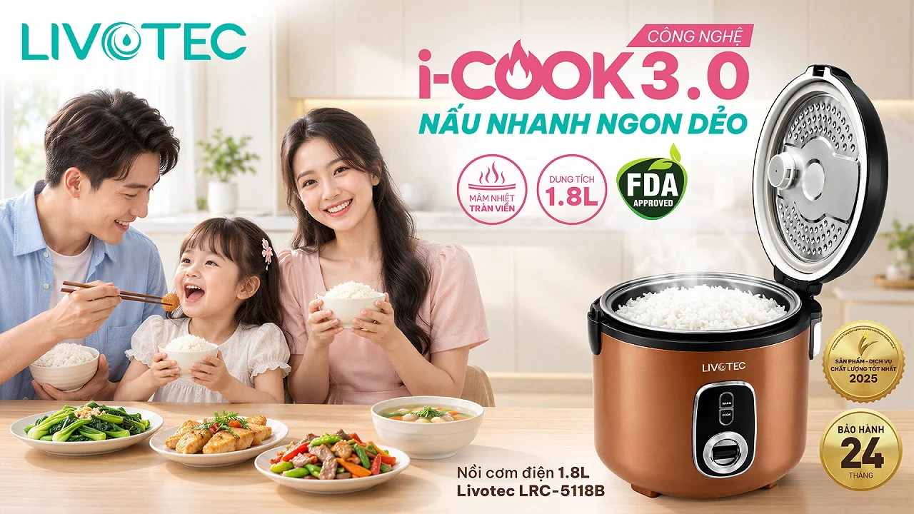 Nồi cơm điện Livotec LRC-5118B chính hãng