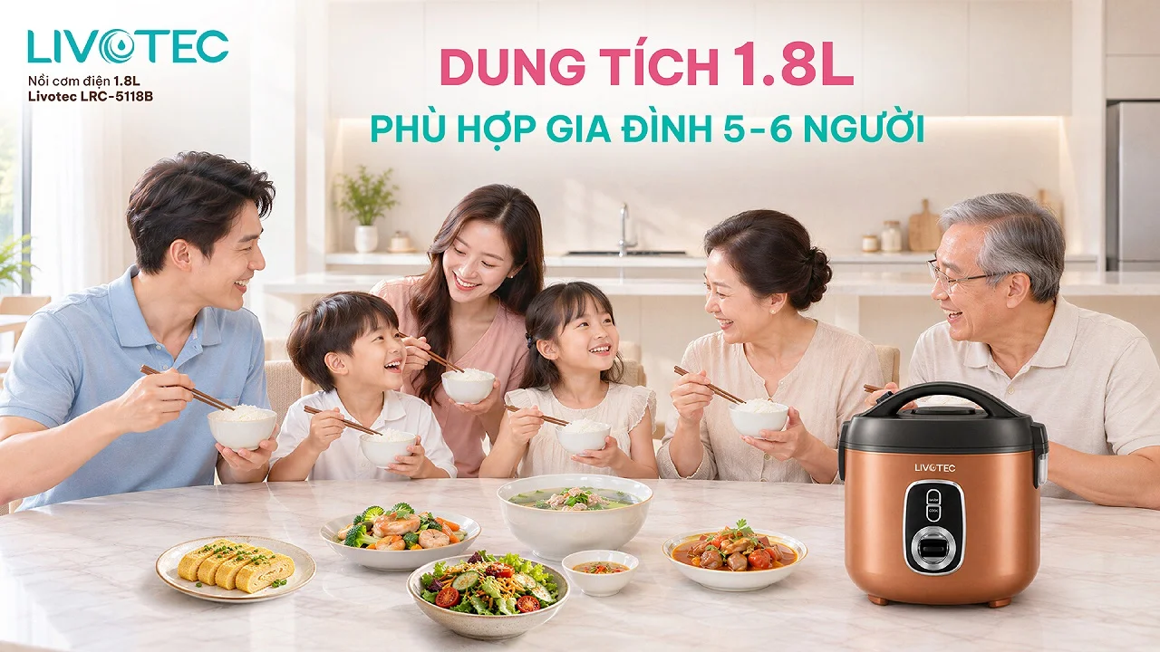 Nồi cơm điện Livotec LRC-5118B dung tích 1.8 lít