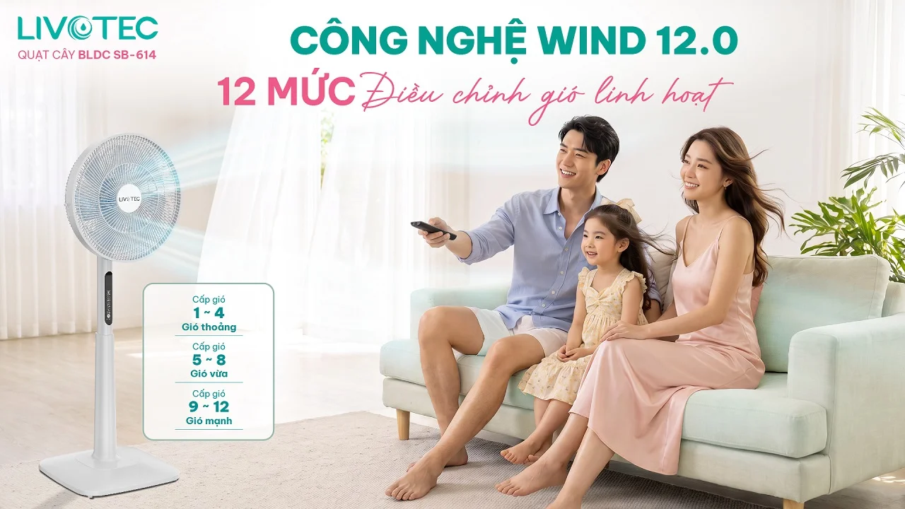 Quạt cây BLDC Livotec SB-614 12 mức gió Wind 12.0