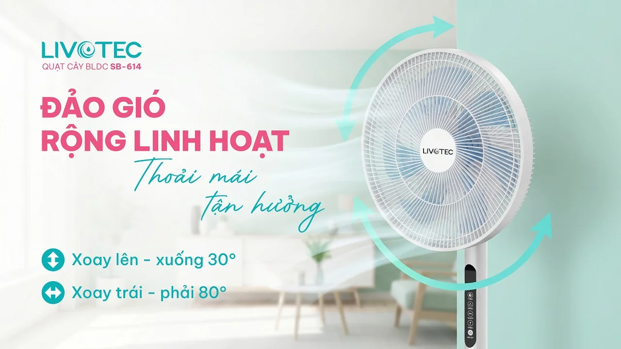 Quạt cây BLDC Livotec SB-614 đảo gió linh hoạt