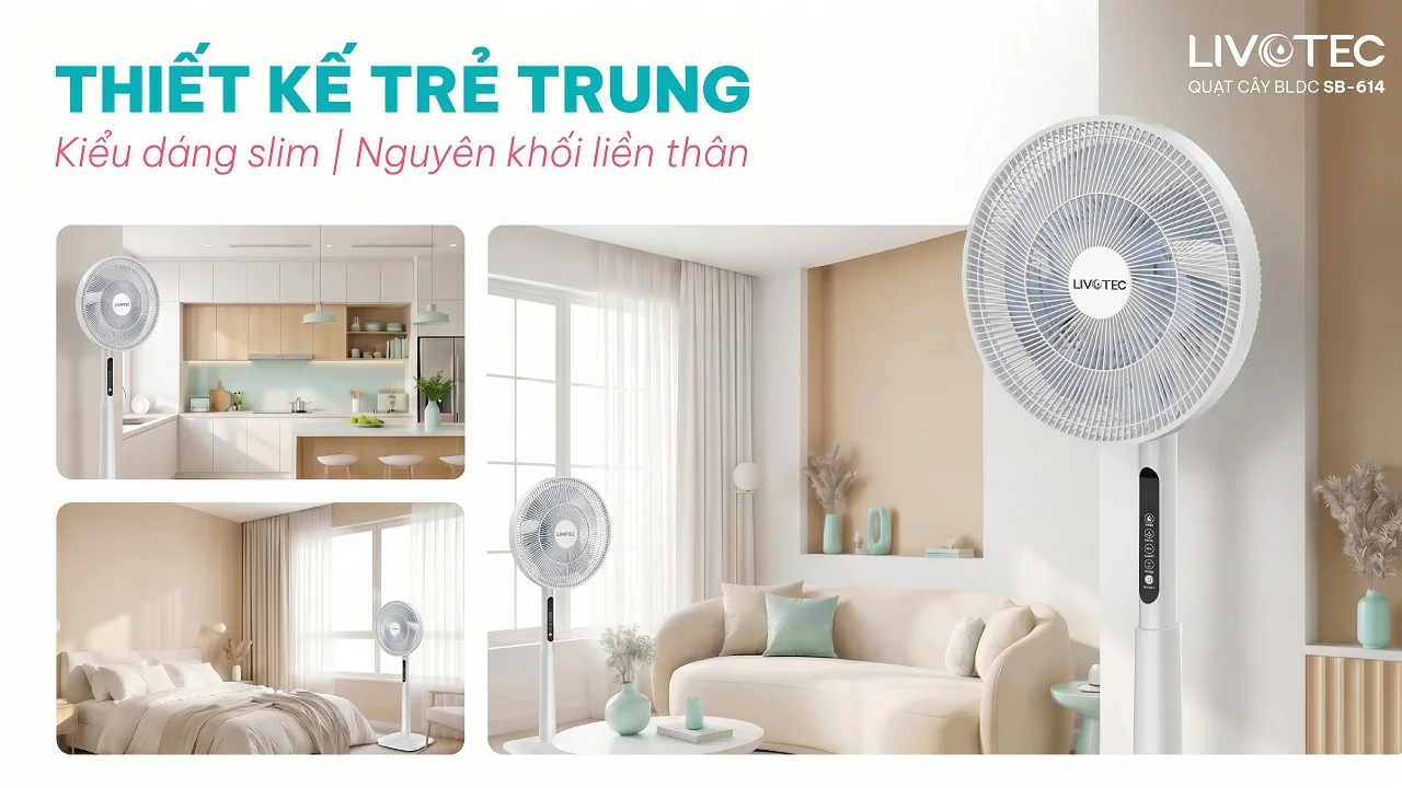 Quạt cây BLDC Livotec SB-614 thiết kế Slim gọn gàng