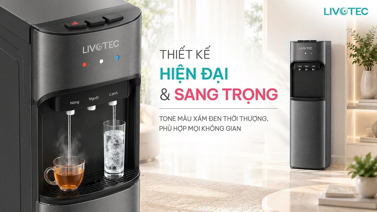 Kiểu dáng gọn gàng của cây nước nóng lạnh Livotec LD100N