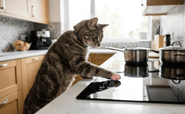 Thú cưng vô tình chạm vào bảng điều khiển bếp