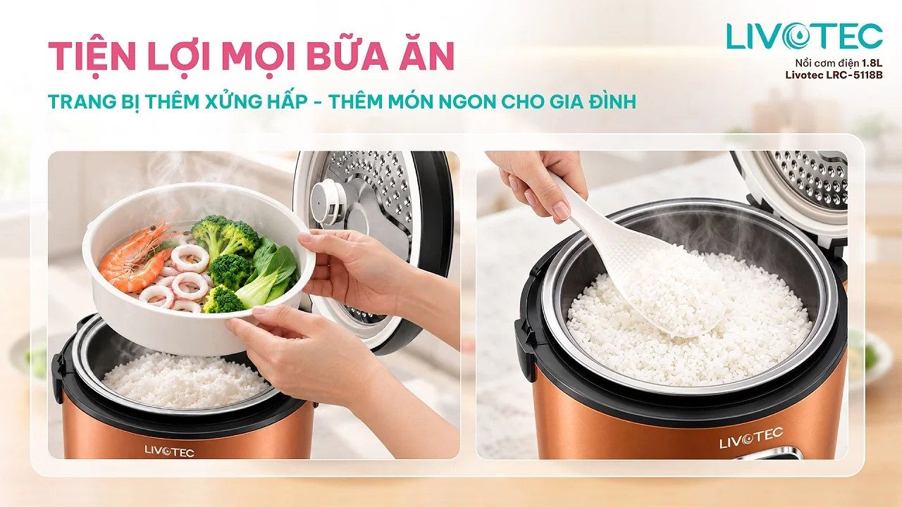 Xửng hấp đi kèm nồi cơm điện Livotec LRC-5118B
