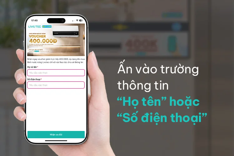 Ấn vào trường thông tin Họ tên hoặc Số điện thoại