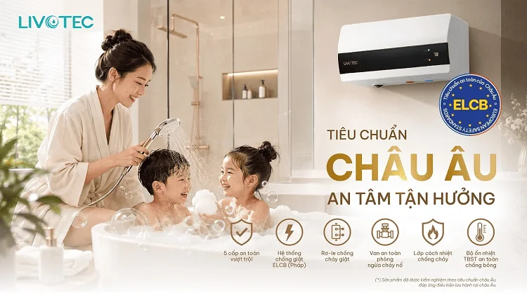 Bình nóng lạnh 30 lít 5 cấp an toàn