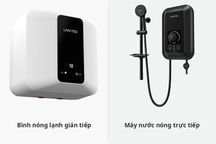 Bình nóng lạnh gián tiếp và máy nước nóng trực tiếp