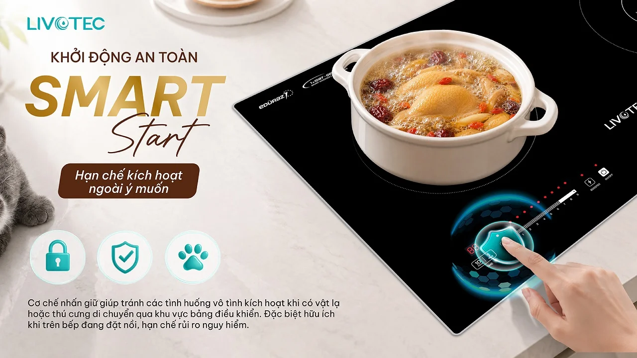 Công nghệ Smart Start khởi động chậm trên bếp từ Livotec LIO-556V