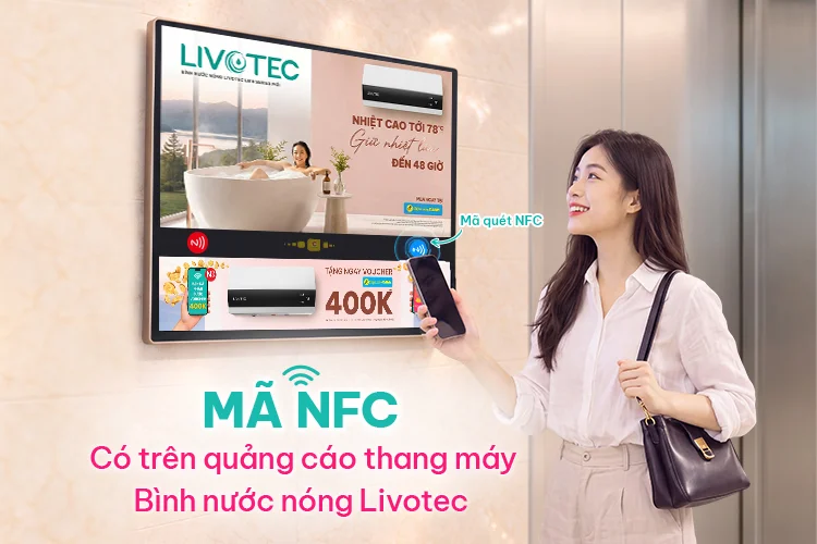 Mã NFC có trên màn hình quảng cáo thang máy