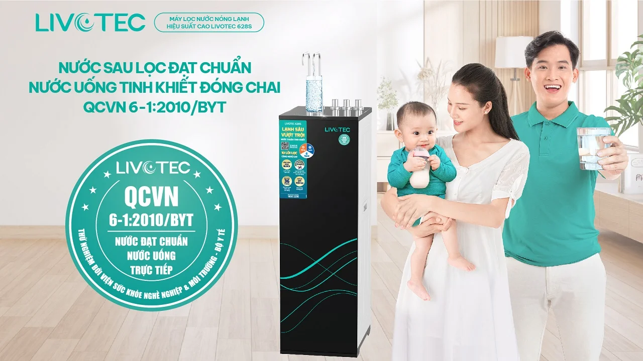 Máy lọc nước Livotec 628S cho nước đạt chuẩn nước uống đóng chai