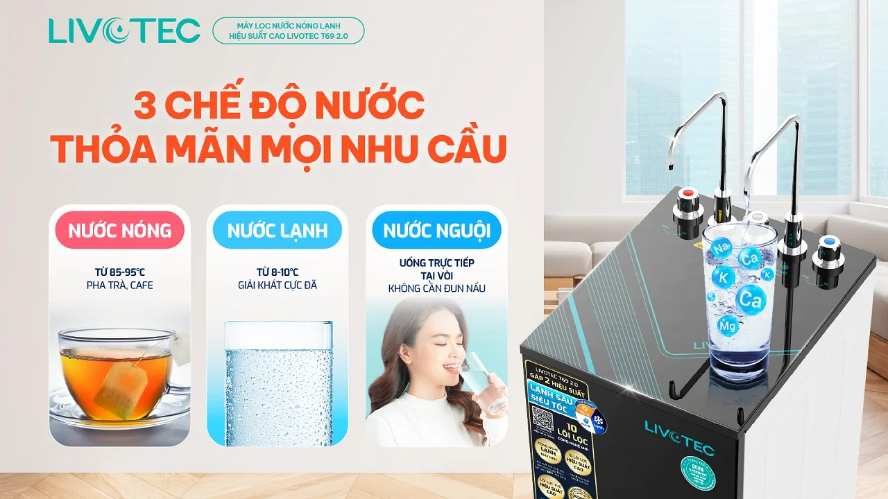 Livotec T69 2.0 với 3 chế độ nước linh hoạt, tiện nghi