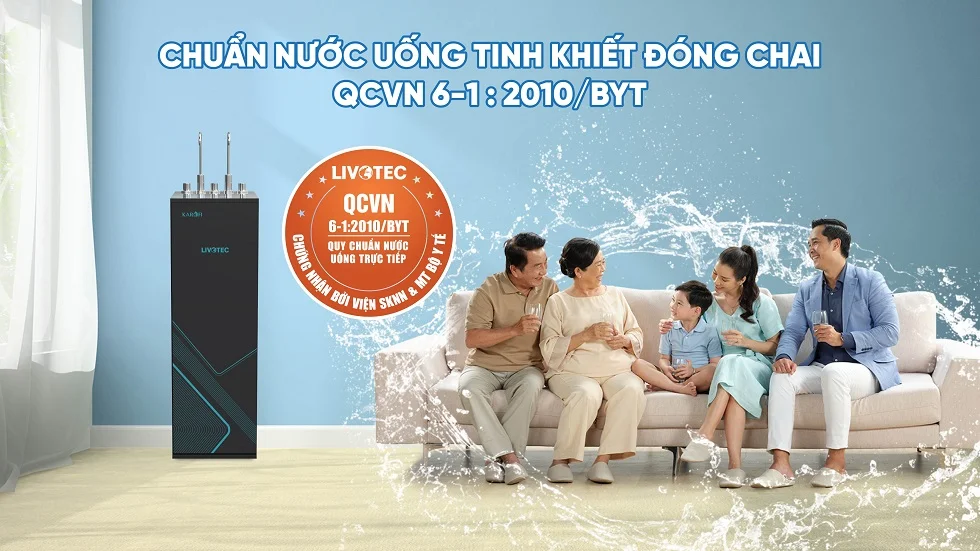 Nước sau lọc đạt chuẩn QCVN 6-1:2010/BYT, tinh khiết như nước đóng chai