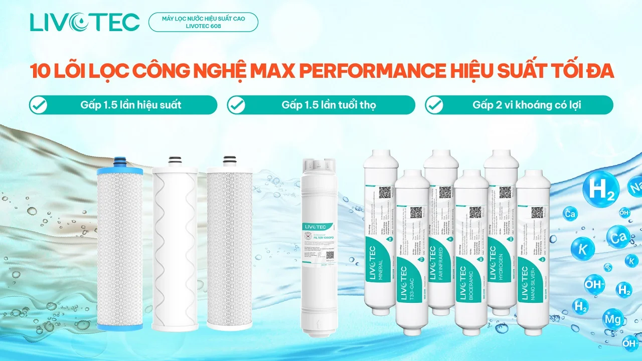 Livotec 608 hệ 10 lõi lọc cho nước tinh khiết