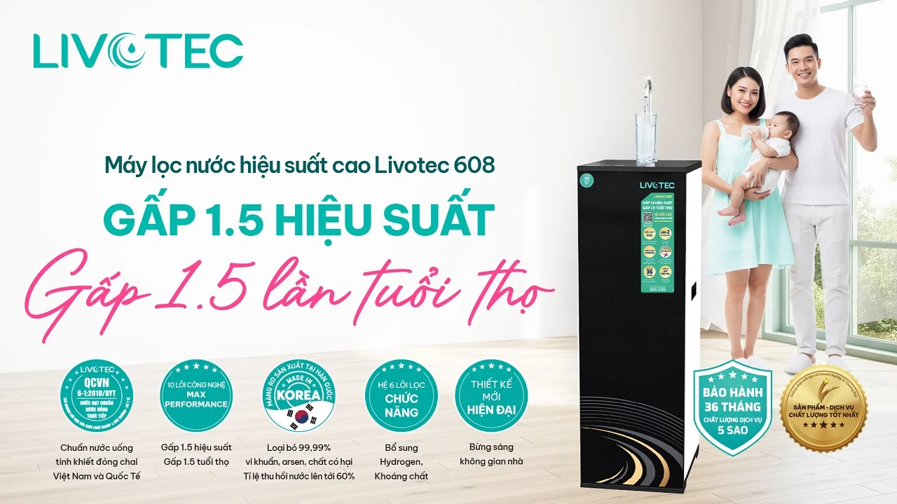 Máy lọc nước RO Livotec 608 hiệu suất cao gấp 1.5 lần
