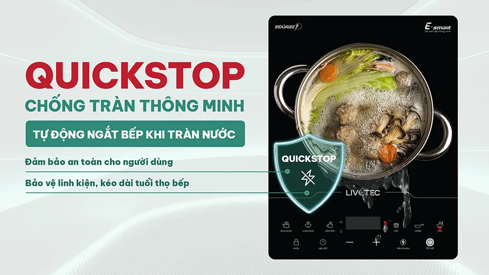 Tính năng chống tràn trên bếp từ Livotec