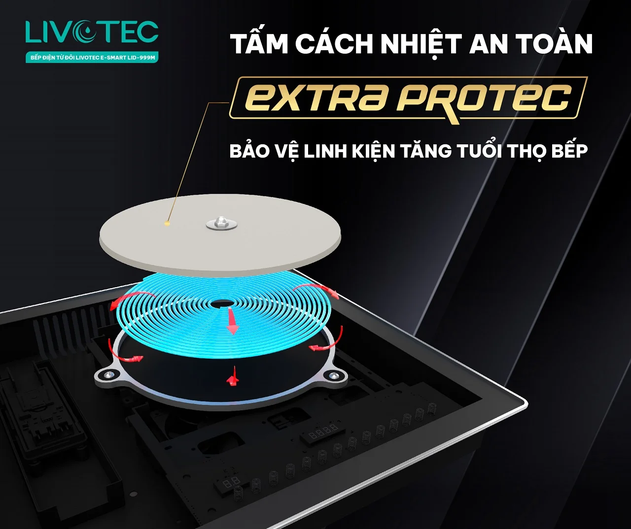 Bếp từ đôi Livotec LID-999M tấm cách nhiệt Extra Protec