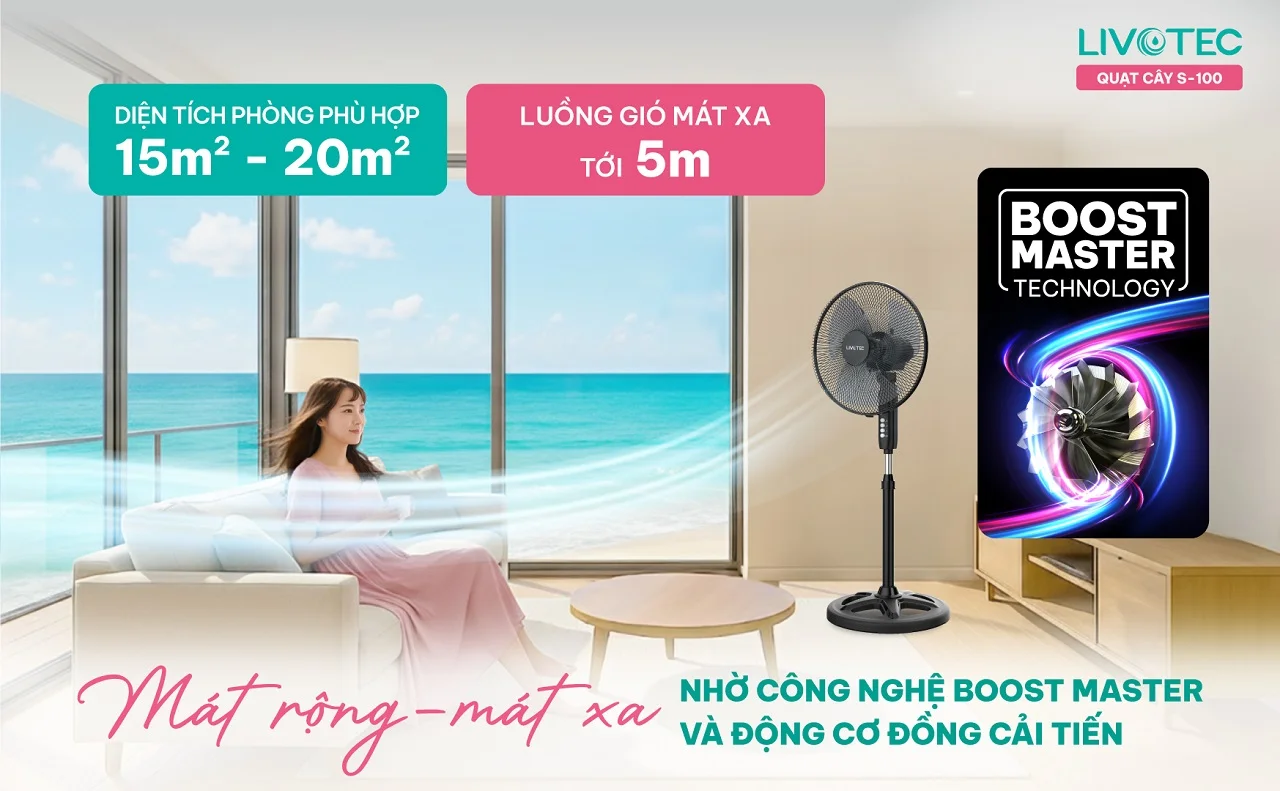 Quạt cây Livotec S-100 gió mạnh làm mát nhanh