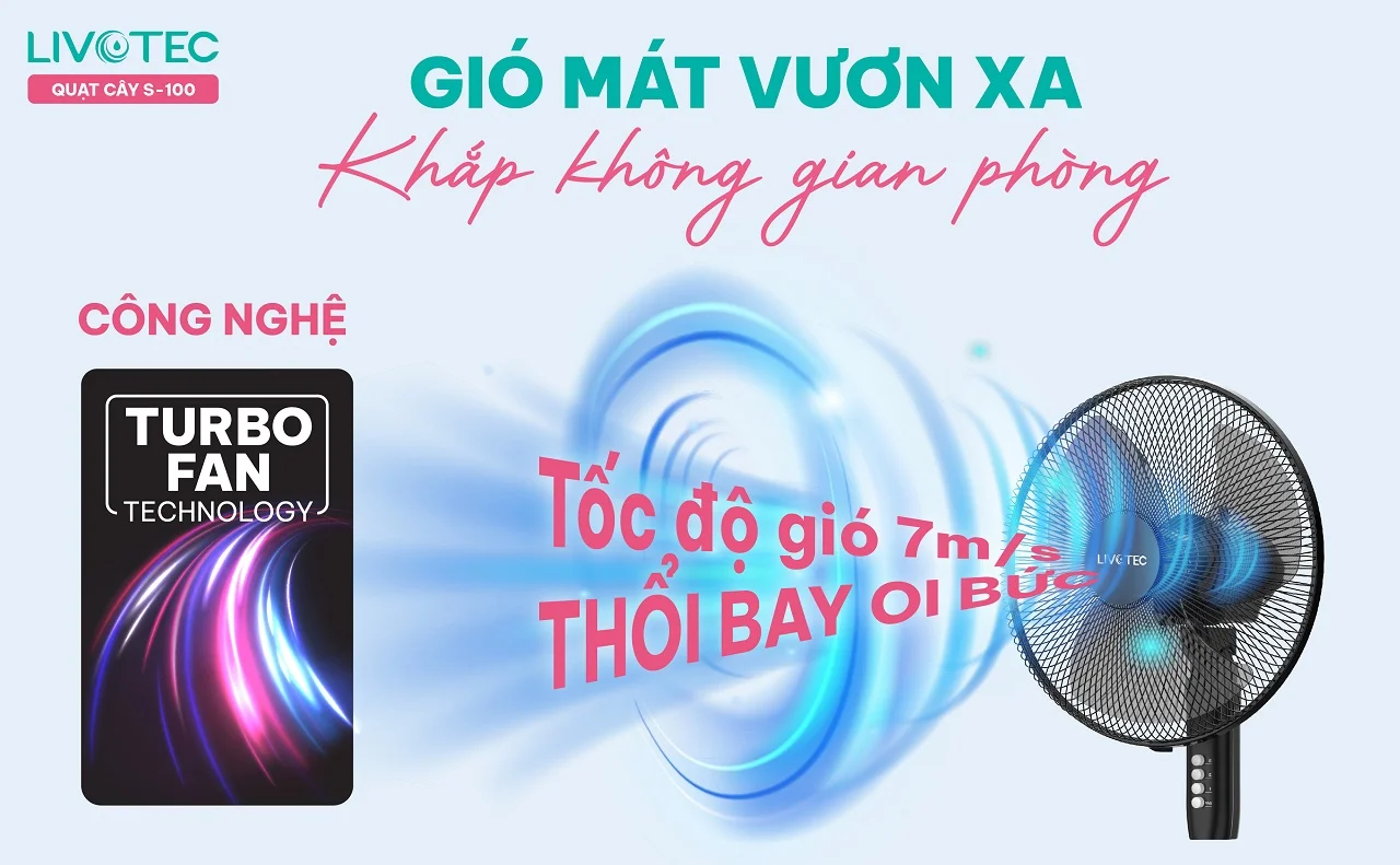 Quạt cây Livotec S-100 làm mát vươn xa
