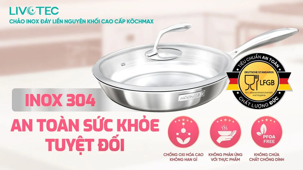 Chảo KOCHMAX KMP-28 chất liệu inox 304 chuẩn LFGB