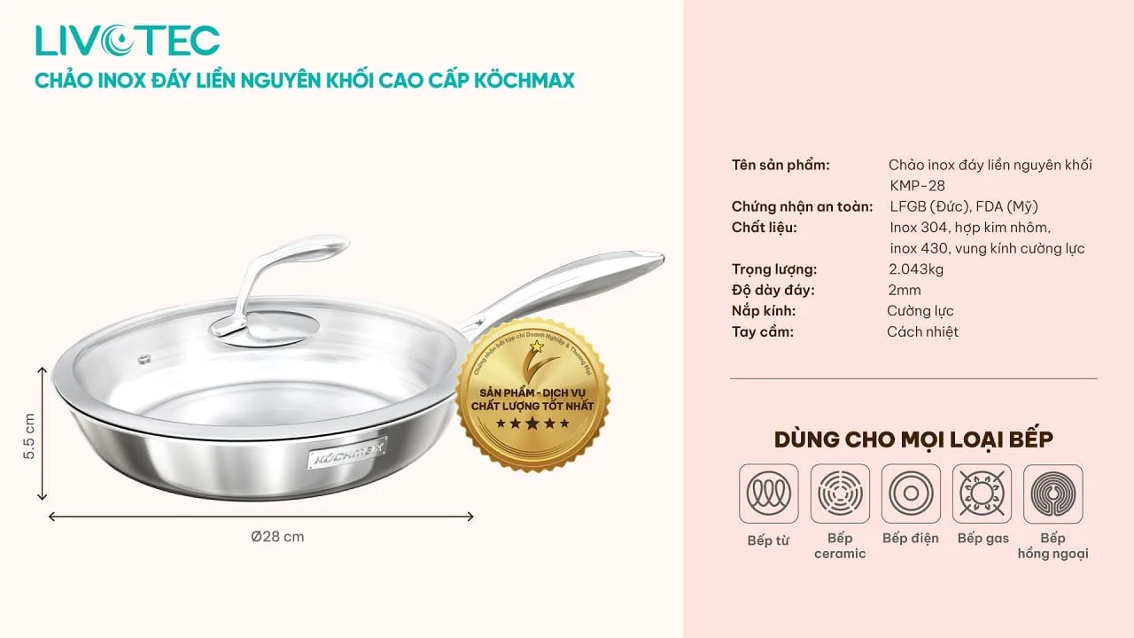 KOCHMAX KMP-28 Tương thích với mọi loại bếp hiện đại