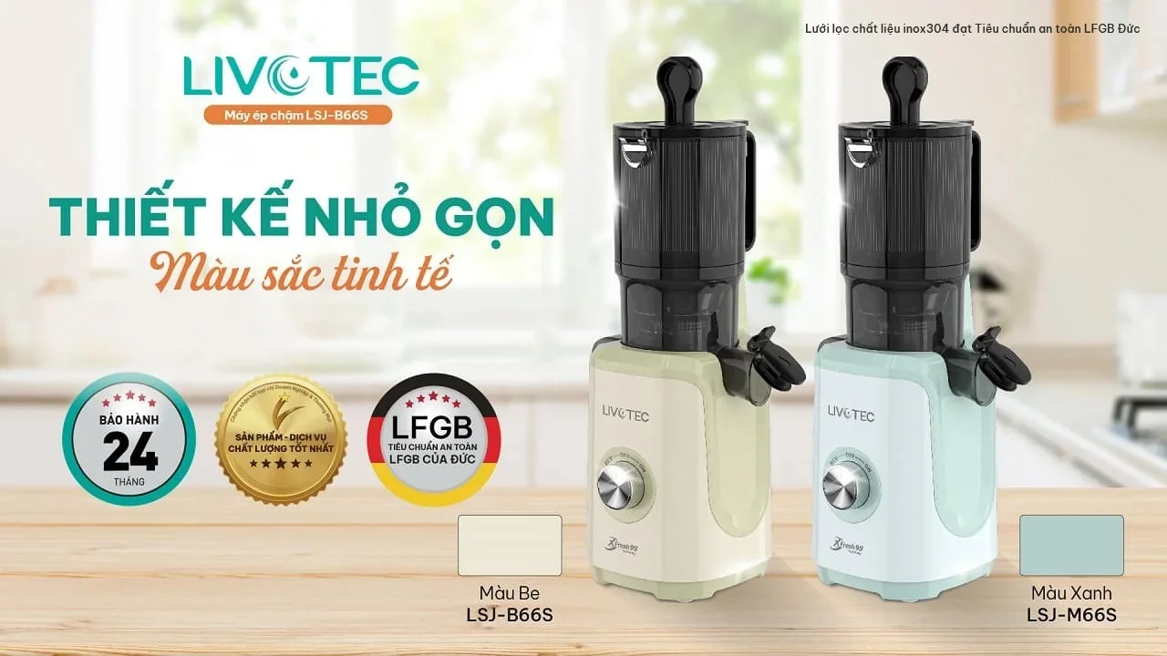 Máy ép chậm Livotec LSJ-B66s thiết kế nhỏ gọn