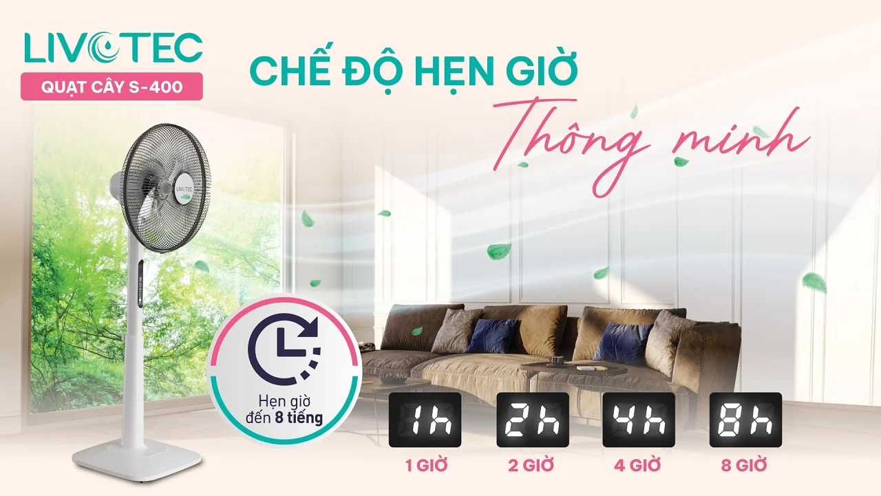 Quạt cây Livotec S-400 chế độ hẹn giờ tiện lợi