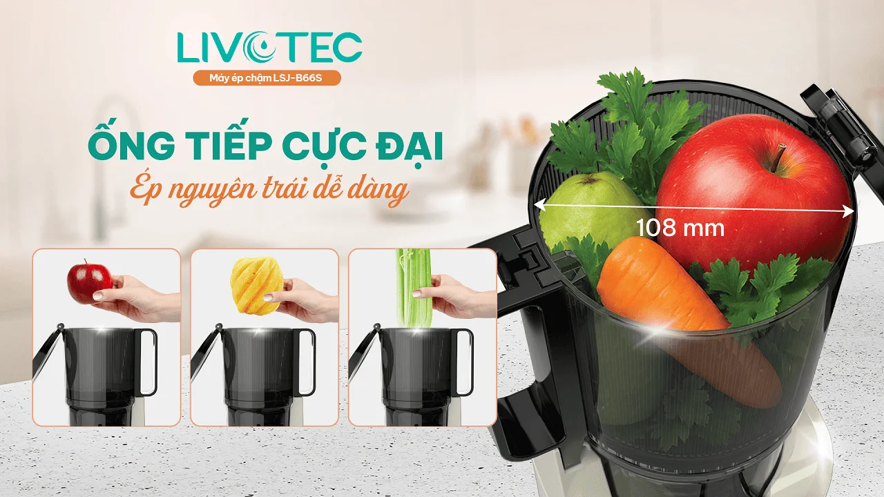 Máy ép chậm Livotec LSJ-B66s ống tiếp cực đại