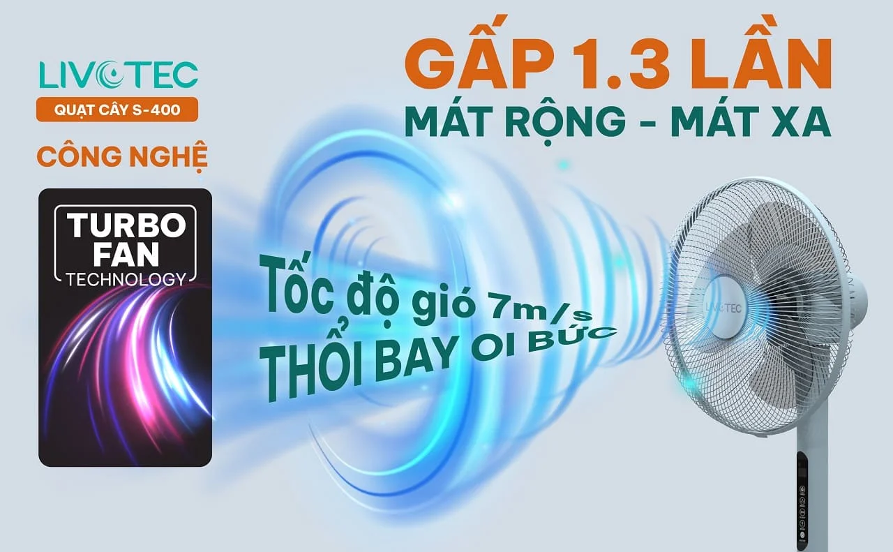 Livotec S-400B có Turbo-Fan, làm mát cực nhanh