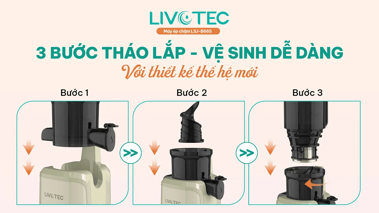 Máy ép chậm Livotec LSJ-B66s tháo lắp đơn giản