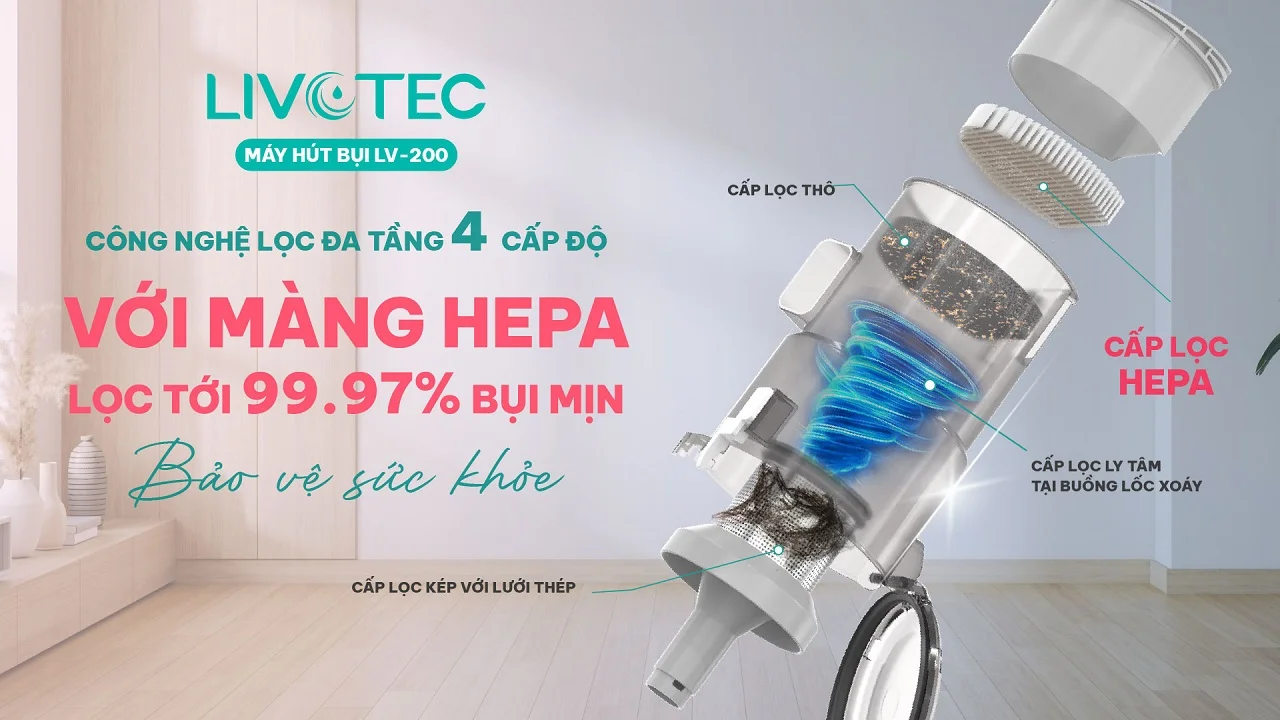 LV-200 bộ lọc HEPA lọc sạch 99.97% bụi mịn