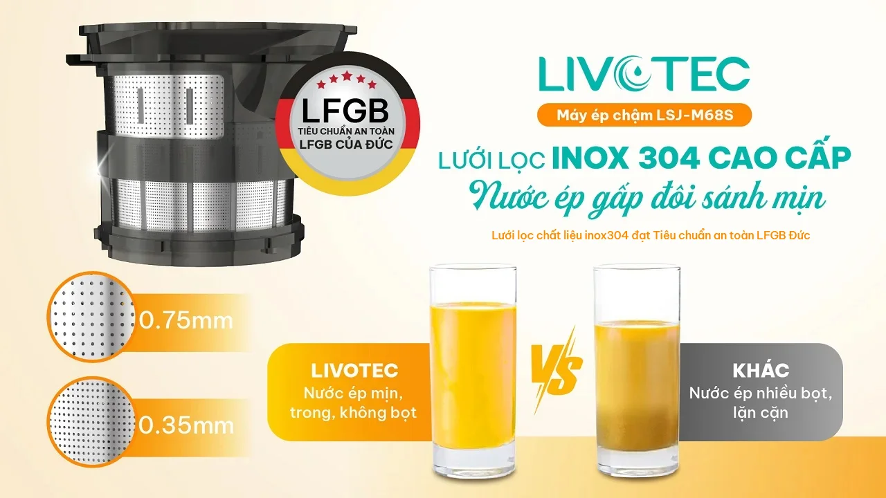 Lõi lọc của máy ép chậm Livotec LSJ M68s