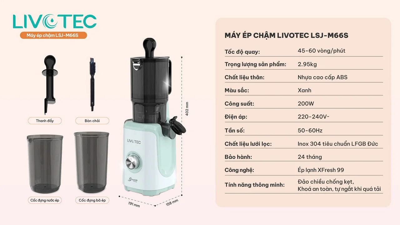 Thông số kỹ thuật máy ép Livotec LSJ-M66S