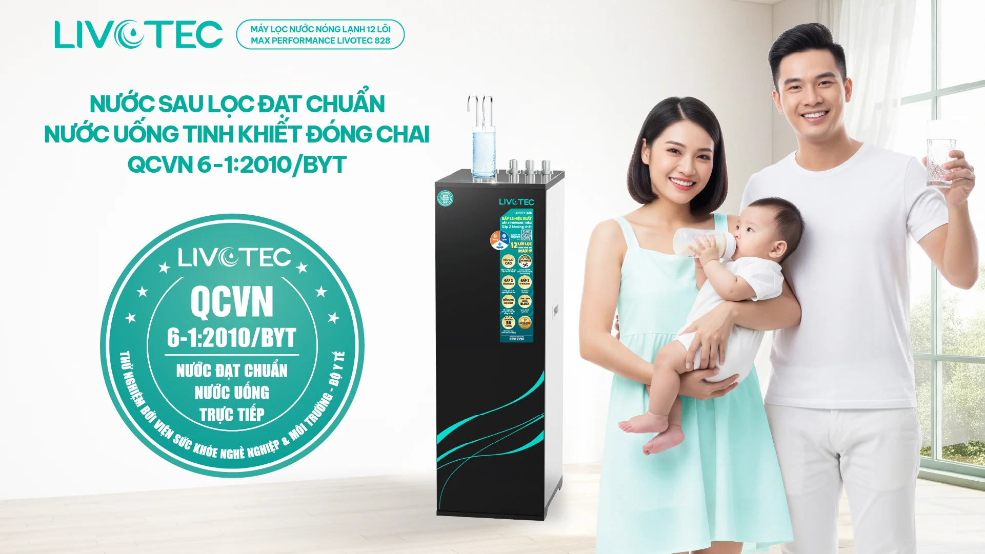 Livotec 828 đạt chuẩn nước uống tinh khiết QCVN 6-1:2010/BYT