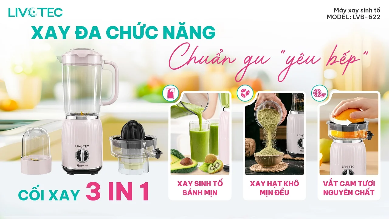 máy xay sinh tố Livotec LVB-622 cối xay đa năng 3 trong 1