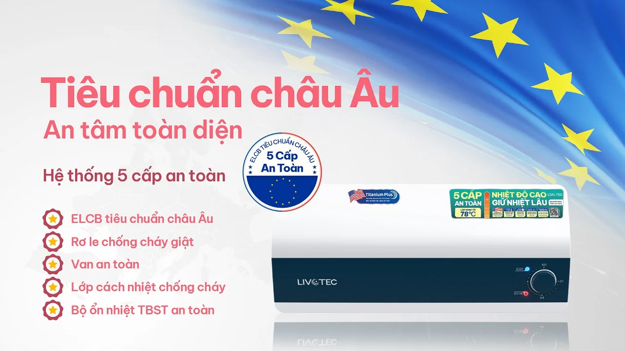Livotec LWH-I20A25 đạt chuẩn an toàn Châu Âu