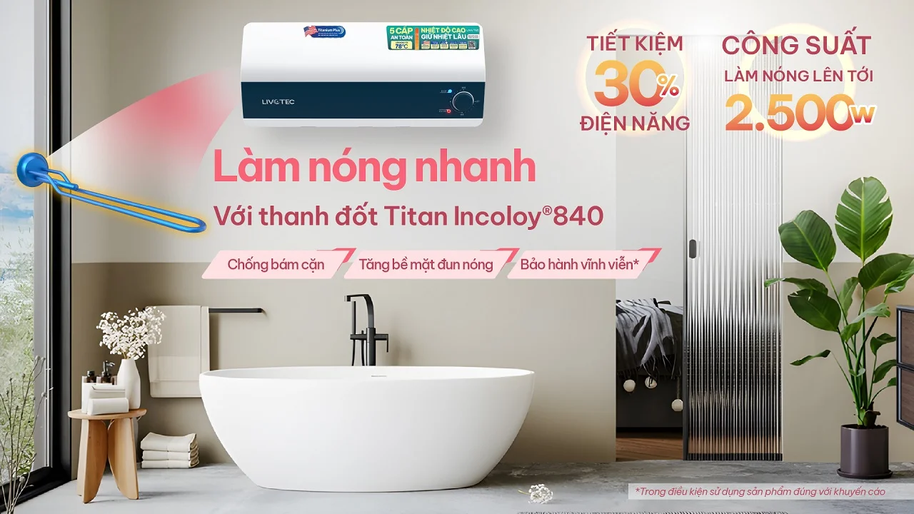 Livotec LWH-I20A25 làm nóng nhanh tiết kiệm 30% điện