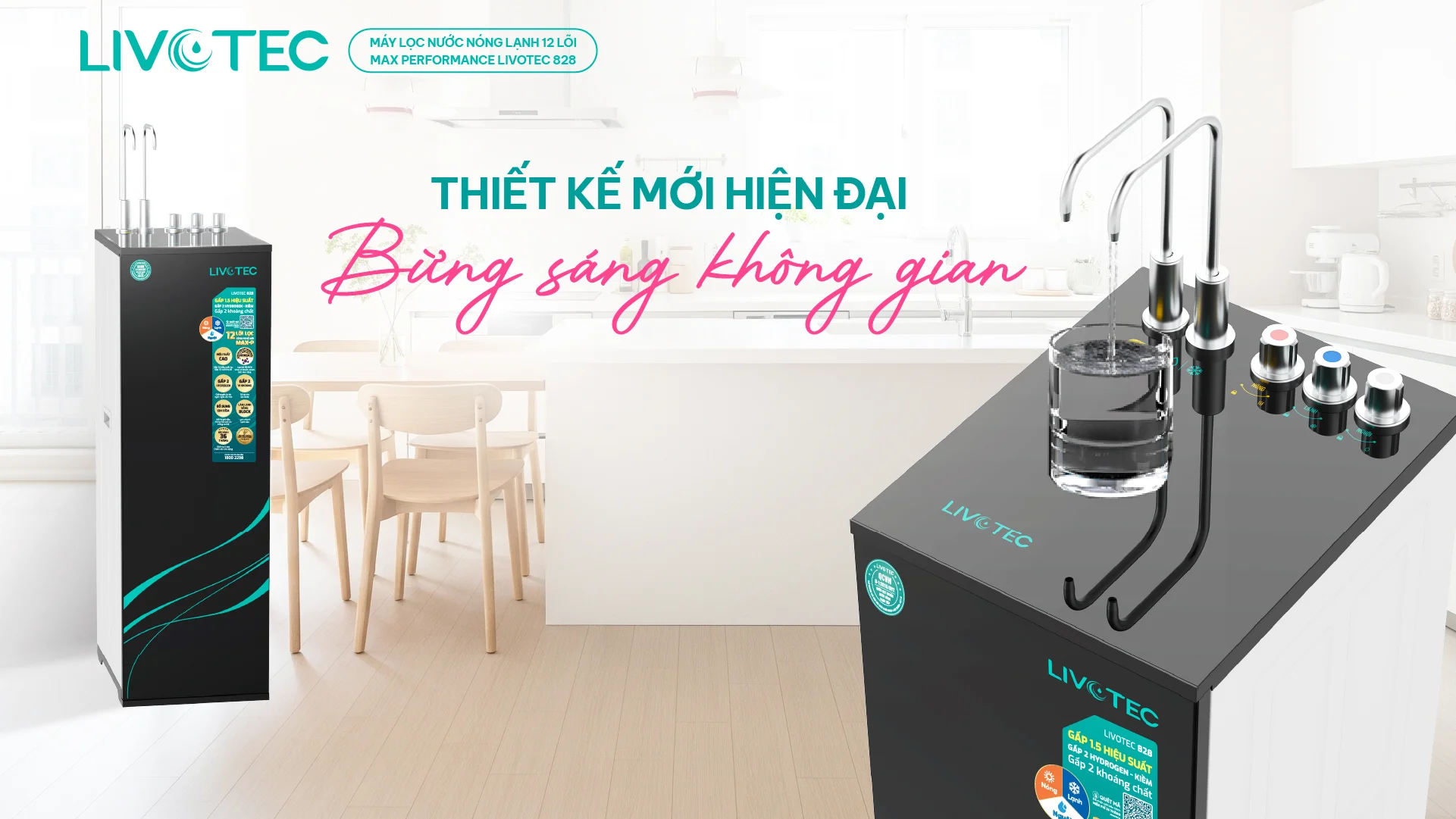 Máy lọc nước nóng lạnh Livotec 828 thiết kế hiện đại, sang trọng