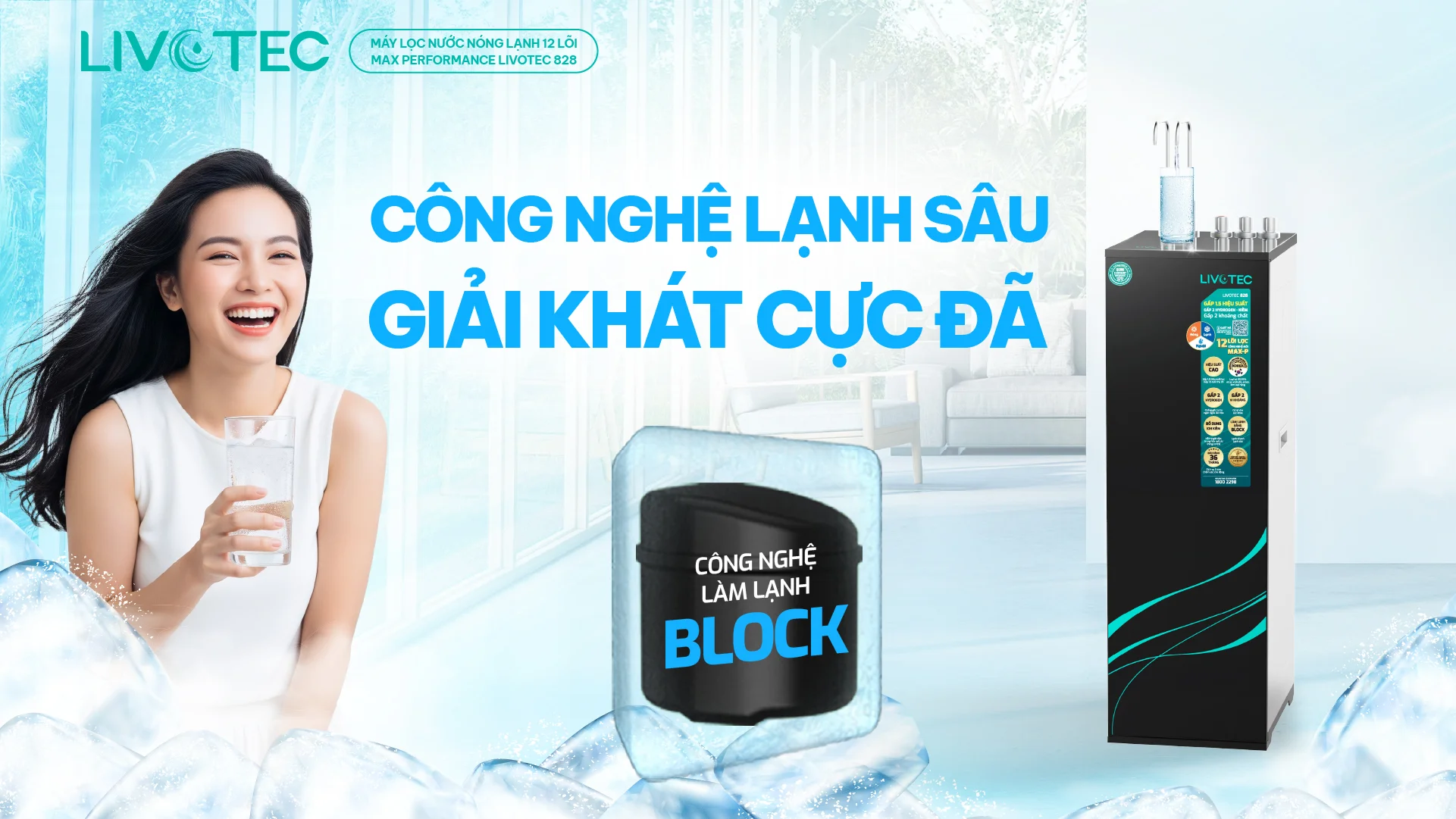 Máy lọc nước Livotec 828 công nghệ làm lạnh Block lạnh sâu tức thì