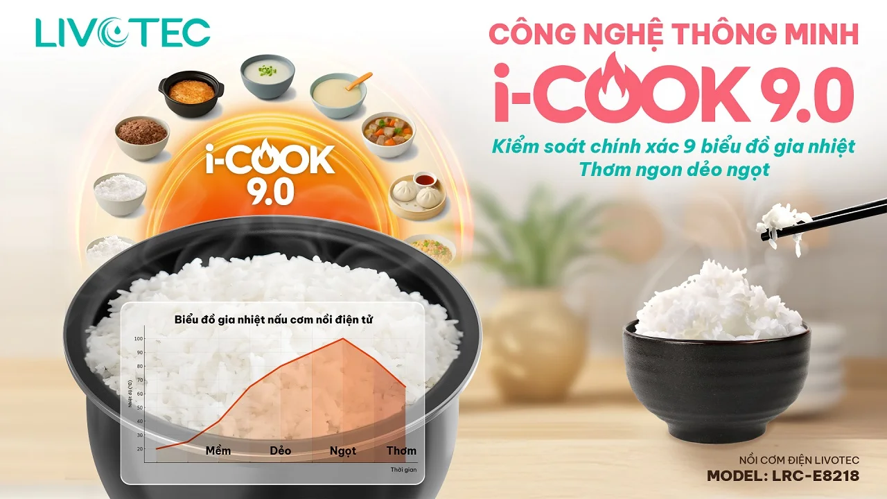 Livotec LRC-E8218 iCook 9.0 gia nhiệt chuẩn xác