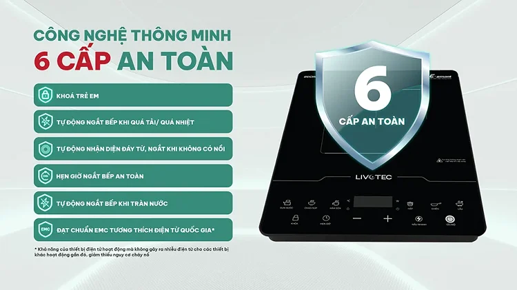 Bếp từ với trang bị 6 cấp độ án toàn