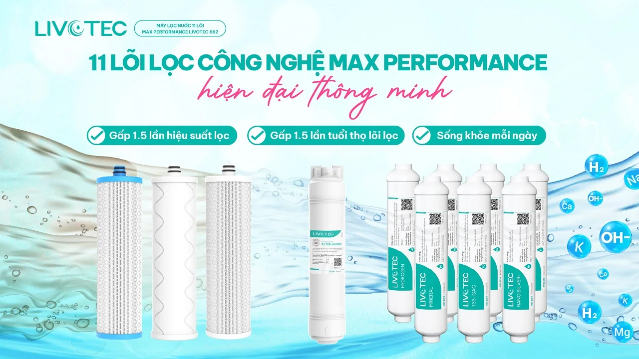 Livotec 662 trang bị 11 lõi lọc Max Performance cho hiệu quả tối ưu