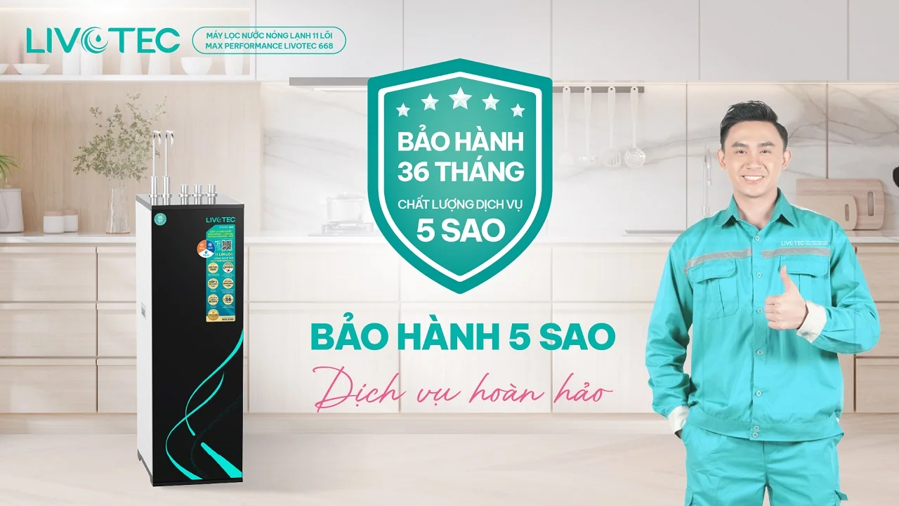 Máy lọc nước nóng lạnh Livotec 668 được bảo hành chính hãng 36 tháng an tâm sử dụng
