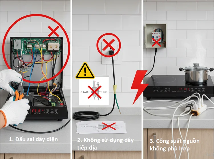 Những lỗi thường gặp khi đấu điện bếp từ 