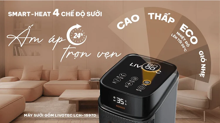 Máy sưởi gốm Livotec tiết kiệm điện