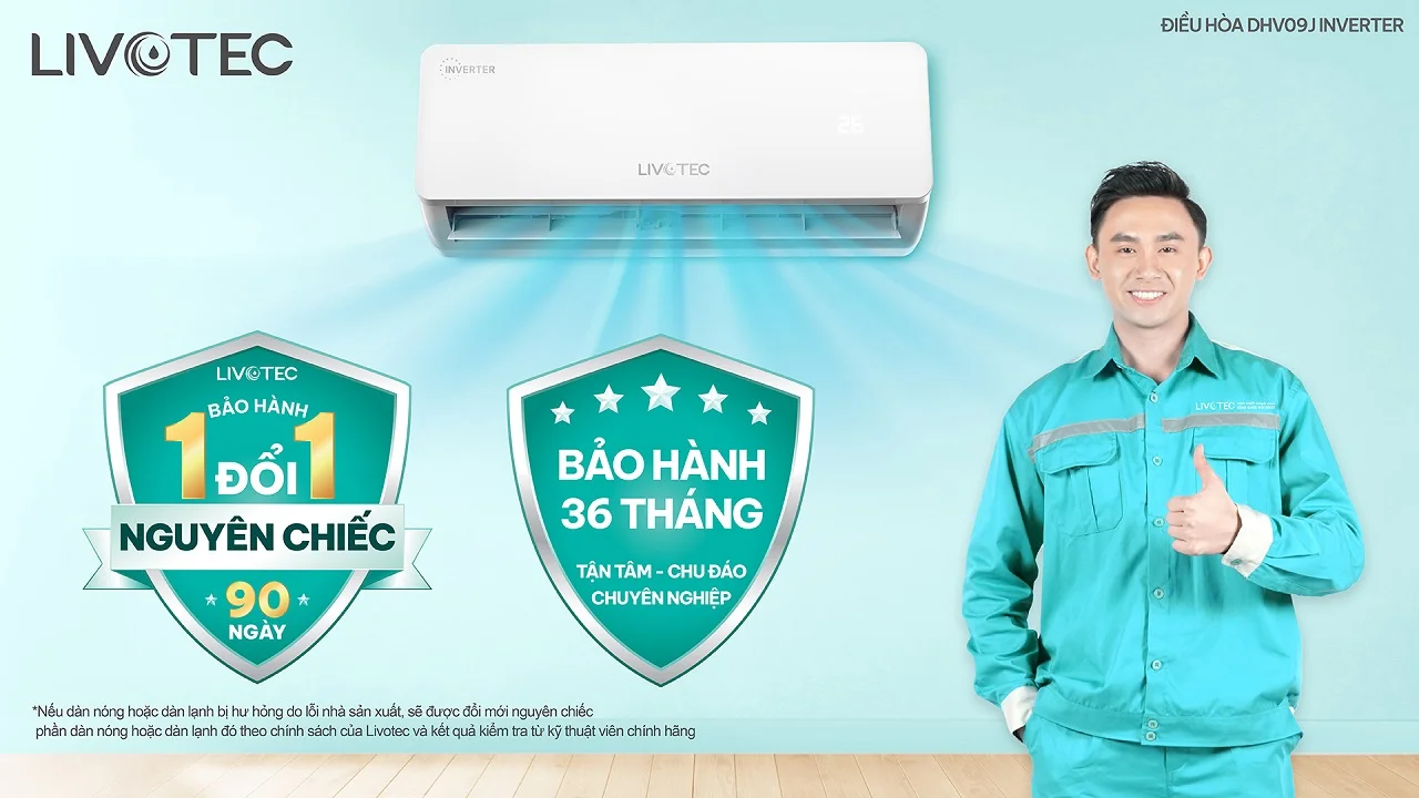 Livotec DHV09J Inverter bảo hành 36 tháng