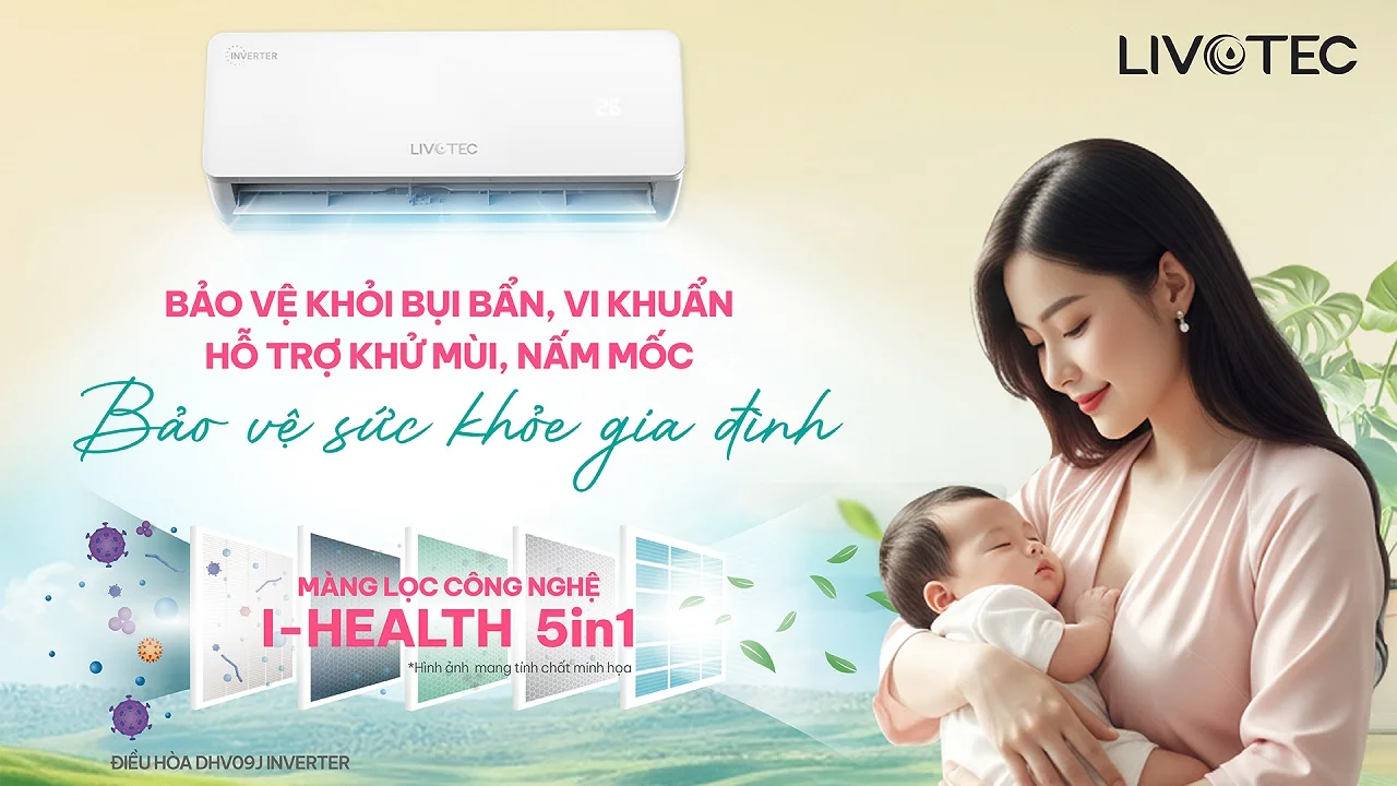 Livotec DHV09J Inverter I-Health 5 màng lọc