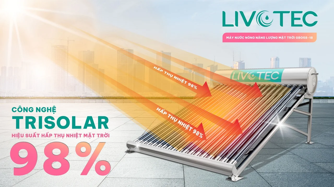 Máy nước nóng năng lượng mặt trời Livotec GBO58-18 công nghệ TriSolar